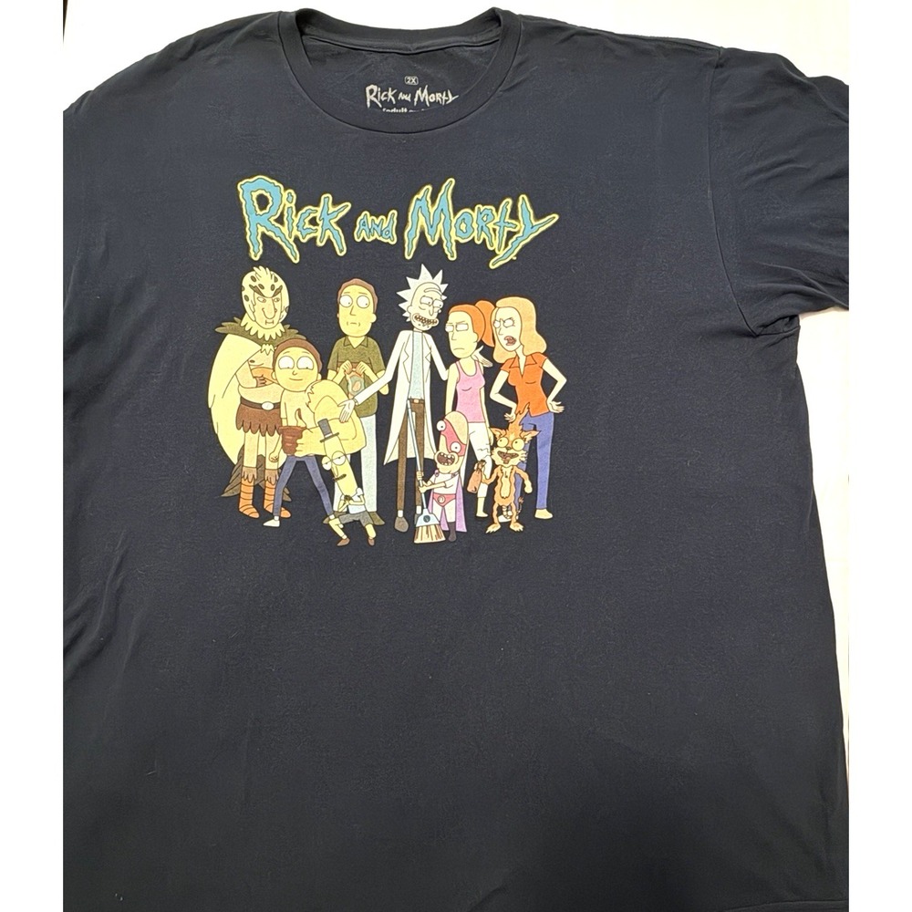 Rick and Morty Family Graphic T Shirt Mens 2XL Black Adult Swim Cartoon Tee